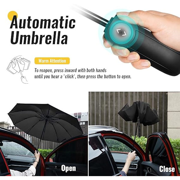 Kompakt paraply vindtät stark - Automatisk vindtät inverterad paraply för män och kvinnor, gul