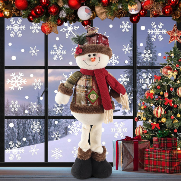 Christmas Snowman Ornaments, 19in Julepynt Snowman Plysj Dukker Jul Stående Figurer Dekorasjoner Julebordplate(Snømann)