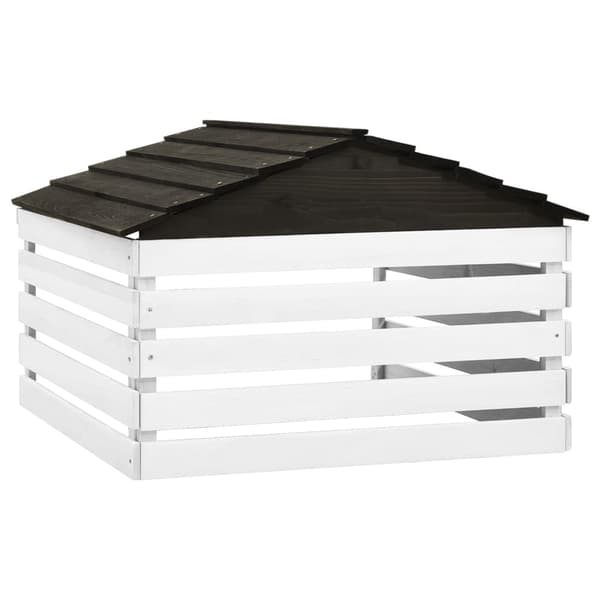 vidaXL Garage til robotplæneklipper sort og hvid 78x74x54 cm grantræ