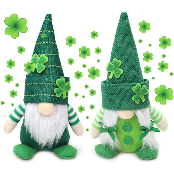 Tomtar för St. Patrick's Day - Irländsk Grön Dvärg Leprechaun Plysch för Semester, Hem, Bord Shamrock Elf Dekorationer, 2 st