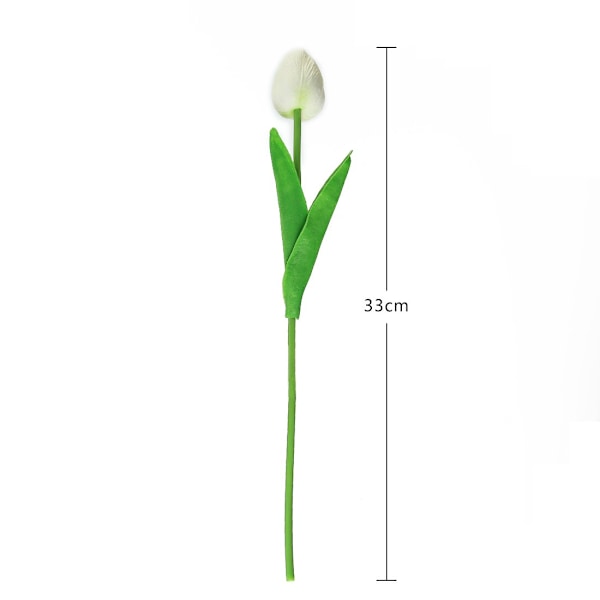 10 st PU Real Touch Latex Konstgjorda Tulpaner Falska Tulpaner Blommor Buketter Blomsterarrangemang för Hemrum Bröllopsbukett Fest Dekor Vit white