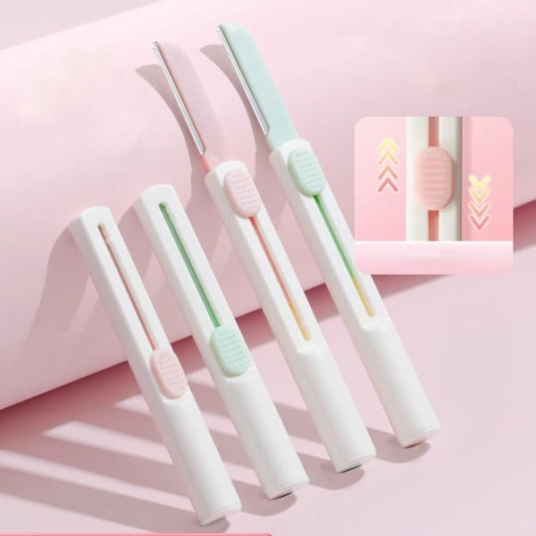 Retractable Eyebrow Razor Eyebrow Trimmer Women Eye Brow Shaver Blades for Cosmetic Beauty Makeup Tools Face Razor (Color : Pink)2pcs