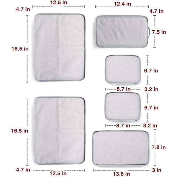 6 Set - Pakkaustarvikkeiden järjestäjä (harmaa) Gray