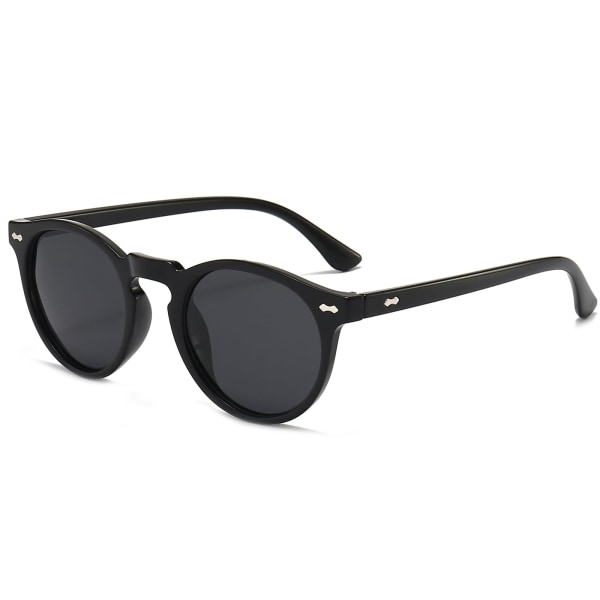Polariserede solbriller Kvinder Vintage Runde -Klassiske Retro Circle Tonede 90'er Solbriller Unisex UV400 Beskyttelse Black grey
