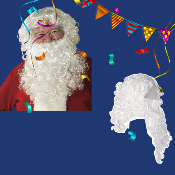 Julemands hårparykker Juleparykker og skægsæt Voksenstørrelse One-Size Halloween paryk til fancy kjole Kostume Hvid
