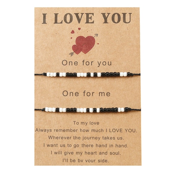 Par morsekode armbånd til kjæreste Kjæreste jeg elsker deg gaver, Pinky løfte matchende avstand forhold armbånd Valentines gave