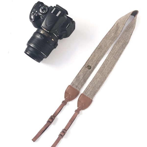 Beställ kamerarem för axel och nacke, för DSLR/SLR/Nikon/Canon/Sony/Lumix/Fujifilm/Rico/Samsung/Pentax/Olympus etc. (Herringbone Pattern Brown)