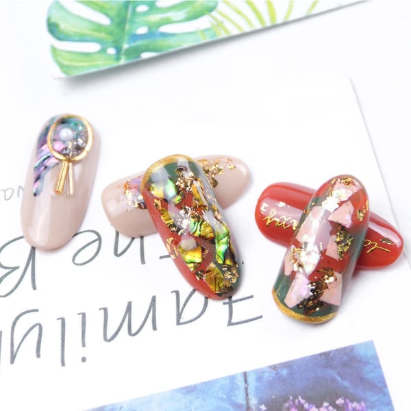 Shell Flakes for Nail Art, Fargerike Seashell Nail Art Paljetter Glitter Uregelmessig Abalone Seashell Nail Art Skiver Manikyr DIY Paillette Accessories