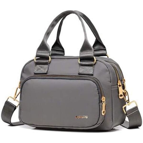 Axelväskor för kvinnor, vattentäta multificka plånböcker och crossbody-väskor, högdensitets nylon Oxford multifunktionell lätt tote väska（ grå） Gray