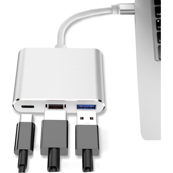 USB-C-HDMI-sovitin (tukee 4K/30Hz) - 3-in-1 Type-C-muunninkaapeli - MacBook Pro, MacBookille 2017/2018