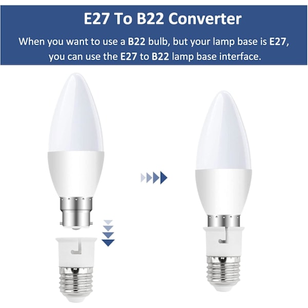 2 st E27 till B22 Sockelomvandlare, Skruv till Bajonettlampa Sockeladapter, ES till BC Lampbasadapter
