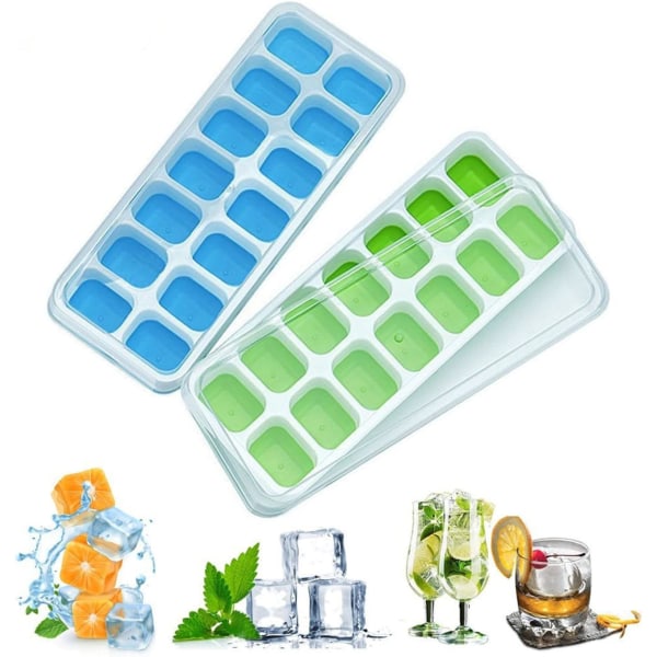 Isterningbakker med aftageligt låg uden spild, Lfgb-certificerede BPA-fri forme, letfrigivelig silikone og fleksible 28-isbakker
