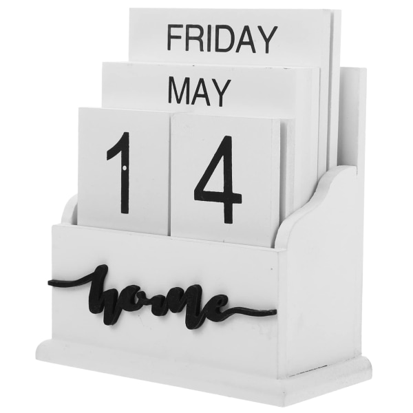 Kalender 2024 Kalender Skrivebord Dato Blokker Tret Dato Blokker Skrivebord Kalendere Retro Hjemmeinnredning Kontor Dekorasjoner Julekalender(15.2X13X6.5cm) White