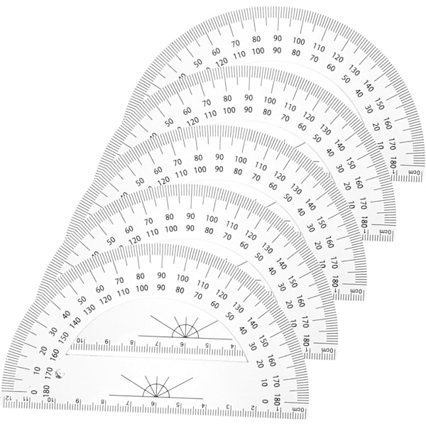 5 stk 180 Grader Bærbar Måler Linjal Student Stasjonær Matematikk Vinkelverktøy Studentartikler Vinkelmåleverktøy Sirkelmåler Linjal