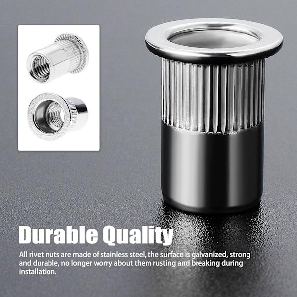 100 stk M6 flate hodede gjengede naglemuttere, rustfritt stål gjengede naglemuttere, gjengede innlegg for plast Mental (12mm*15mm)