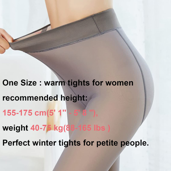 Fleeceforet tights til kvinder, damer, vinter, varme, højtaljede, falske, gennemsigtige, termiske strømpebukser, slanke, strækbare bukser, leggings, bløde, elastiske strømper Gray thicken