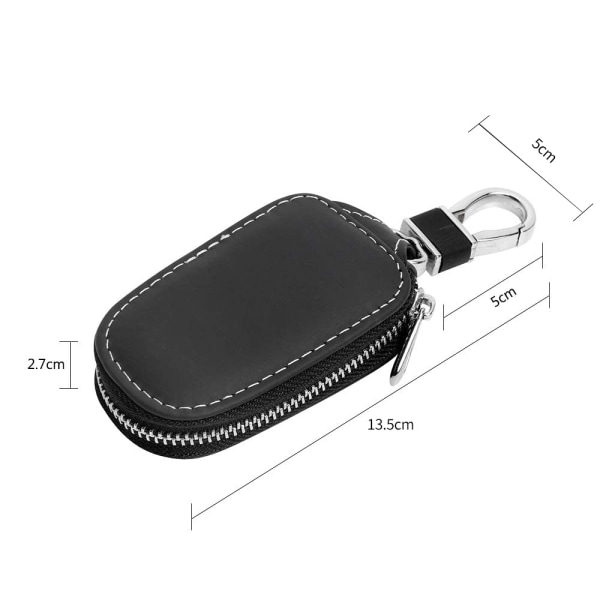 Bilnøkkelveske, Smart nøkkelholderbeskyttelse PU-skinn Bilnøkkelveske Car Smart KeyChain Myntholder Autofjernkontroll nøkkelring lommebok (svart) Black