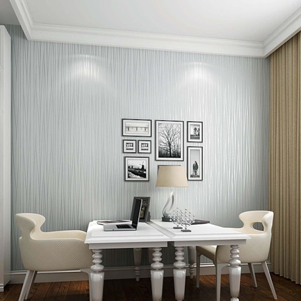 Modern minimalistisk non-woven, 3D tapet rulle glitter metallisk rand texturerad flockning randig tapet (blå 53X1000cm)，grå