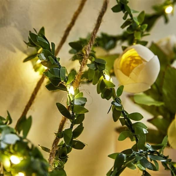 2M 20 LED Lys Kæde Grønt Blad Blomst Kobbertråd til Bryllupsfest Dekoration YYV
