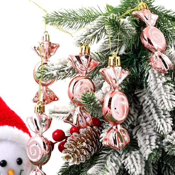 12 stycken julgodis hängande glitter pepparkakor julgran godis pepparkaks prydnader för jul halloween fest dekoration ros guld