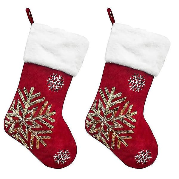 Julstrumpor Presentpåse Snöflinga Älg Flanell Broderade Julstrumpor Julklapp Hög Kvalitet