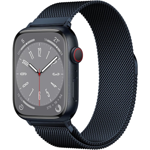Original rustfrit stål Milanese-løkke kompatibel med Apple Watch-rem 42mm 44mm 45mm 49mm - Sort
