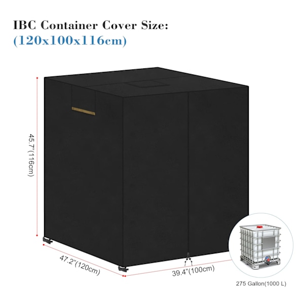 Skyddande överdrag för 1000 L vattentank Presenning, IBC regnvattentanksskydd, 1000L tanköverdrag (120x100x116cm)