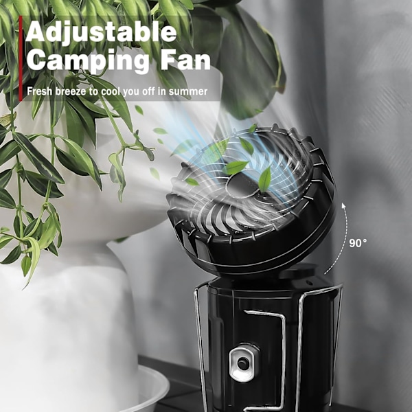 1-delad Campingfläkt med LED-Lampa Campinglampa USB/Solar/Uppladdningsbart Batteri Lykta Utomhus Camping Tillbehör Prylar [Energieffektivitetsklass F]