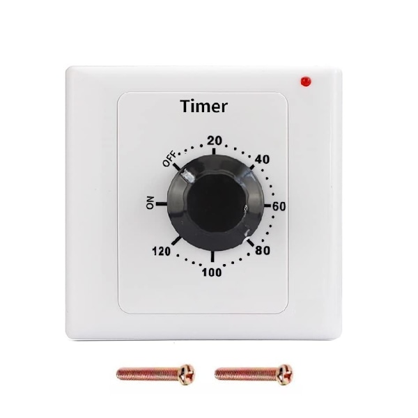 120 Minutters Timer, AC 220V, 15A, Intelligent Mekanisk Nedtellingstimer, Tidsbryter, 86 Panel Timer Kontrollknapp