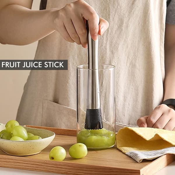 Cocktail Muddler i rustfritt stål 21cm Mojito Masher med rillet nylonhode Bar Stick Fruit Mixer
