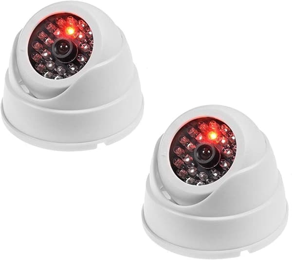 Set med 2 Dummy Dome Camera Fake Dummy Wireless CCTV Security Indoor Surveillance Camera med rød LED-hvit