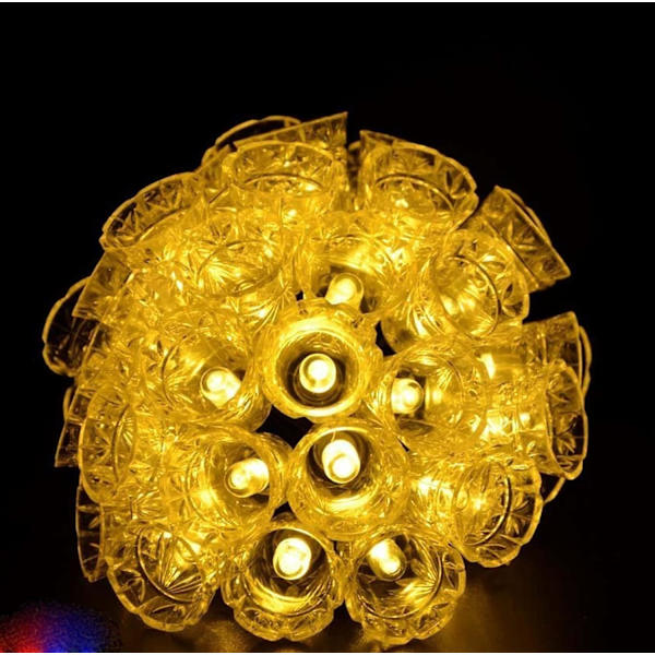 Aurinkokennovalosarja ulkokäyttöön 21 jalkaa 30 LED aurinkokellovalosarja jouluvalot puutarhaan pihalle nurmikolle terassille juhlakoristeluun, kello lämmin valkoinen