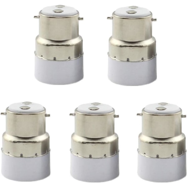 5 pakke B22 til E14 pærefatningskonverter B22 fatningskontakt til standard E14 adapterlampeholder