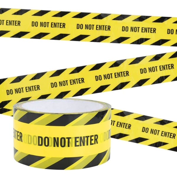 Advarselstape, 4,8 cm x 25M IKKE INN selvklebende sikkerhetstape Gul advarselstape for bruk på arbeidsplasser og farlige områder (svart/gul)