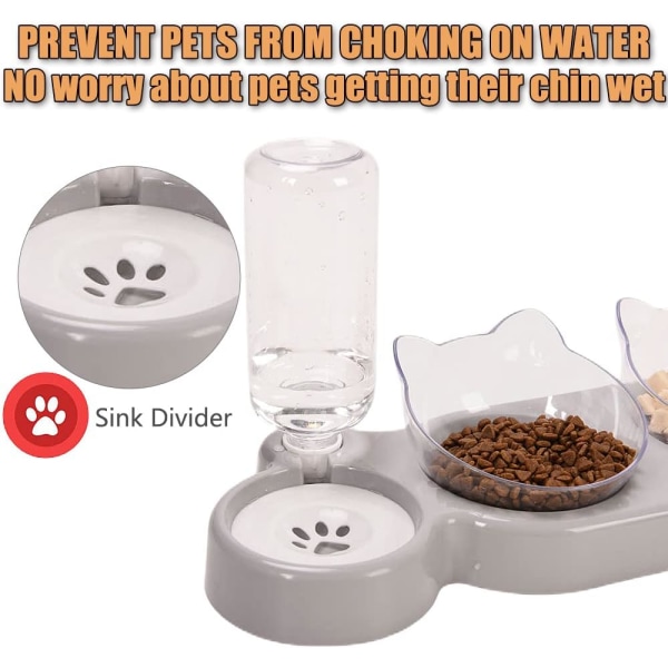 3-i-1 kattmat och set, dubbla kattskålar med vattendispenser för husdjur, mat- och vattenmatare för små medelstora hundar, katter