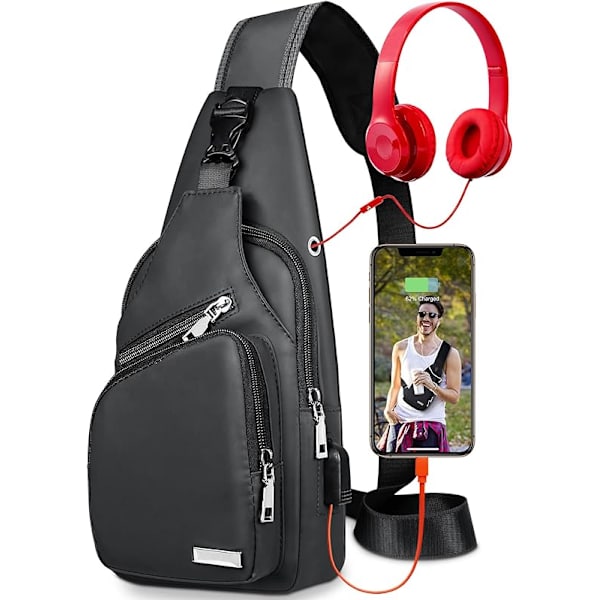 Vattentät axelväska crossbody ryggsäck för män kvinnor axelväska vandring dagryggsäck mångsidig crossbody bröstväska-grå