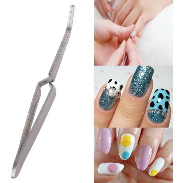 1 st Nagelproffsverktyg Multifunktionell Nagelsmycken Dekoration Plocka Klipp Tång Rostfritt Stål Pincett