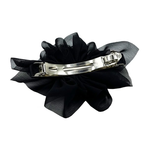 Hiuspidikkeet Yksiväriset Mustat Kukka Hiustappi Ranskalainen Barrette Pehmeällä Chiffon-Kankaalla Naisille Tytöille Hiustarvikkeet, Musta Black