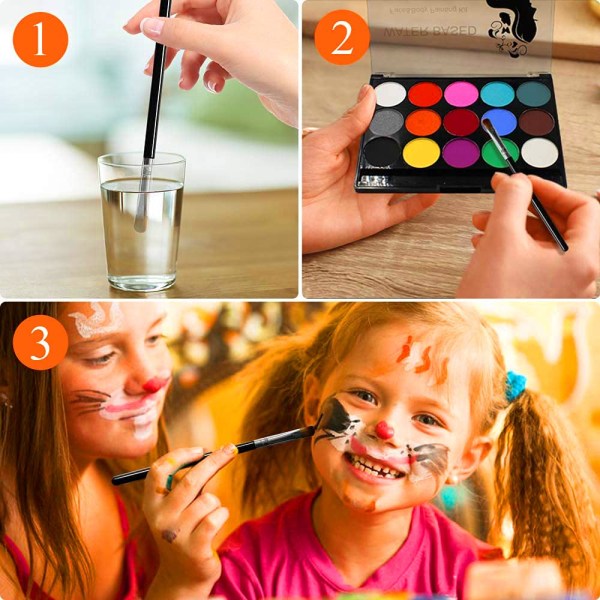 15 färger kroppsmålning Ansiktsmålarsats med borste för barn konstshow Halloweenfest Cosplay Makeup Kropp Festlig