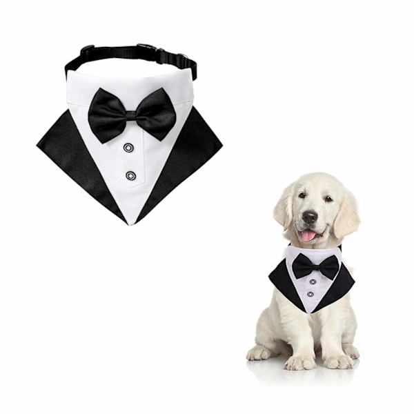 Hunde Smoking Bandana Halsbånd, 1 stk. Justerbar Formel Hund Bryllup Bandana Kæledyr Bryllup Dragt Butterfly Bandana med D-Ring til Små Mellemstore Hunde M
