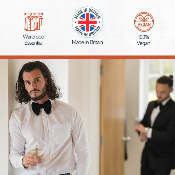 Ties etc Fløjls Sløjfer til Mænd - Overdimensioneret Sløjfe, Forbundet, Selvbinder & Justerbar til Bryllupper, Begivenheder & Fester Black