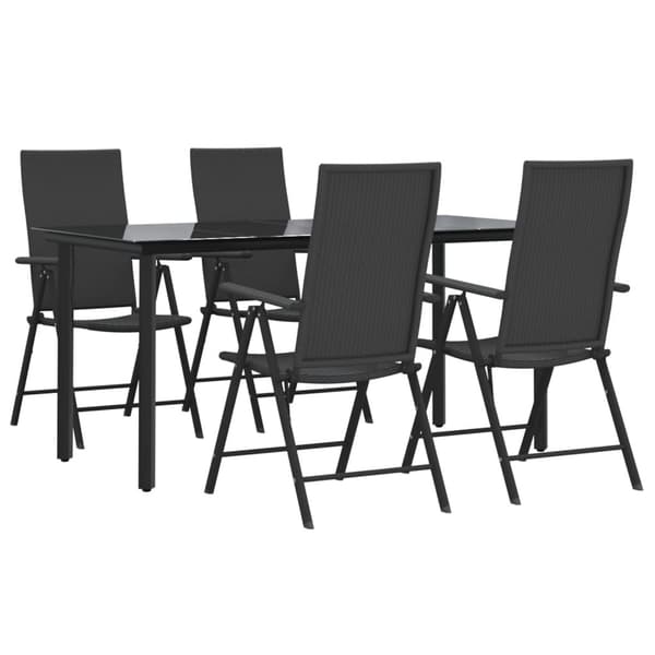 vidaXL 5-personers havemøbelsæt sort polyrattan 41400 Svart