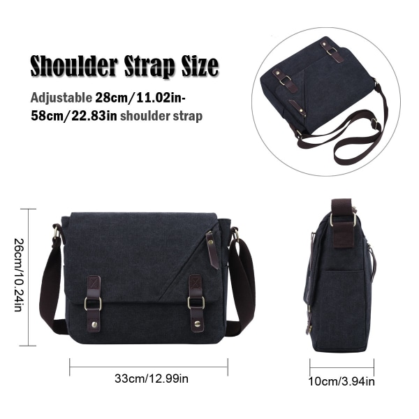 Men Messenger Bag canvas laptop Shoulder Bag for Men 14 inch Tablet Messenger Briefcase for Casual Business School Travelling (Black-831)