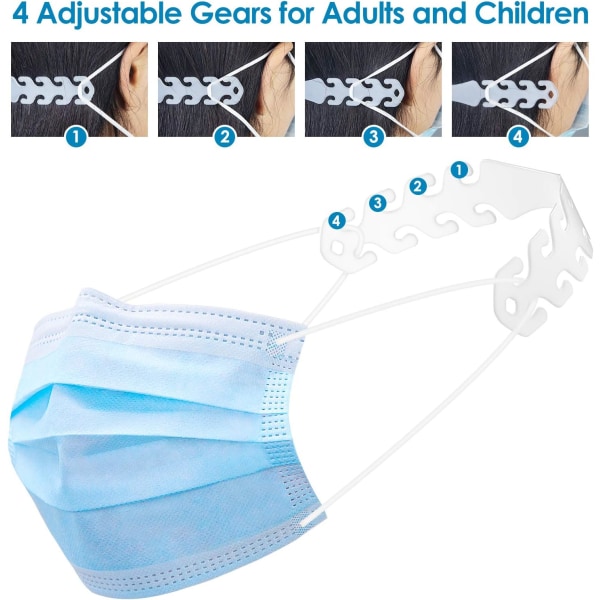 Anti-Tightening Mask Strap, 5 st Anti-Slip Hook & Loop Fixer Hanger, Justerbar Mask Extender för Öronvärk Förebyggande