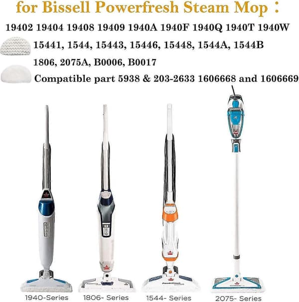 5 vaskbare mikrofiberputer for Black & Decker dampmopper-hy