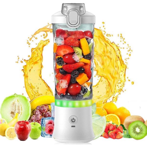 Bærbar Blender Blender for Shakes og Smoothies Mini Smoothie Blender, Blending og Pulse Dual Mode (Hvit) White
