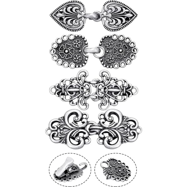 Pakkauksessa 4 vintage neuletakkipidikettä Swirl Retro -puseroklipsit Antiikkinen viitta rintaneulaklipsit Kelttiläiset takkikiinnikkeet naisten tytöille ancient silver