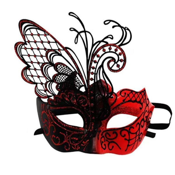 Masquerade-naamio naisille Venetsialainen naamio/Halloween/juhlat/pallojuhlat/Mardi Gras/häät/seinäkoriste (punainen perhonen)