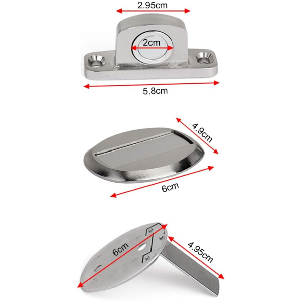 Vahva magneettinen ovenpysäytin Metalliovenpysäytin Raskaan ovenpysäytin 3M:n itseliimautuvilla piilokiinnitysruuveilla Lattiaan asennettava (hopea) Silver