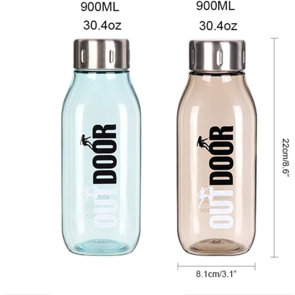 Vandkop Vandflaske, 19,6/30,4 oz BPA-fri plastikvandflasker, med låg Vandkop (farve: grøn, størrelse: 900 ml) Green
